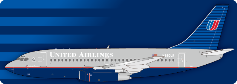 Jet-X Models JX024-2-021 1:200 United Airlines B737-200 N980UA