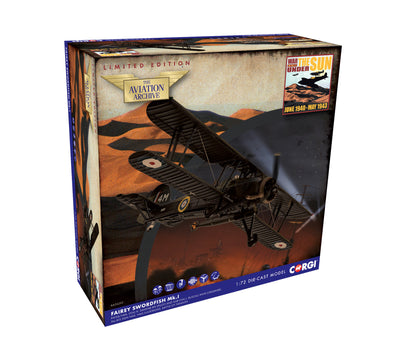 Pre-Order Corgi AA36312 1:72 Fairey Swordfish MkI, P4154 / 4M, Battle of Taranto, November 1940