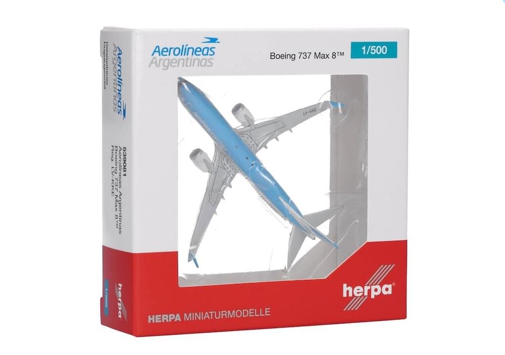 Herpa Wings 1:500 Aerolíneas Argentinas Boeing 737 MAX 8 diecast model airplane