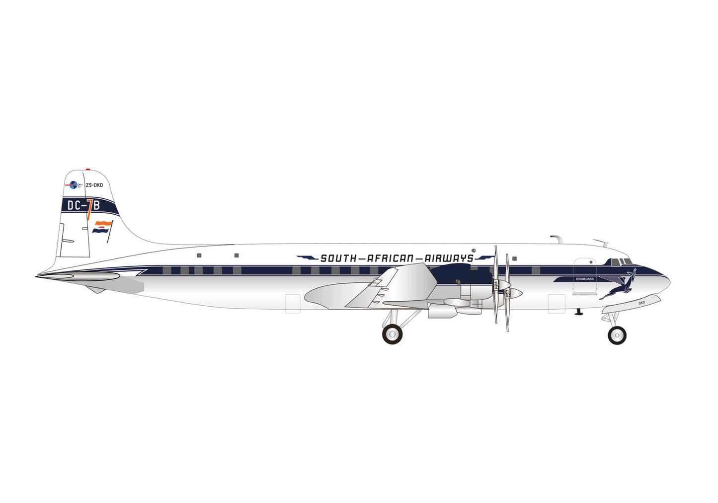 Pre-Order Herpa 574006 1:200 Douglas DC-7B South African Airways Douglas ZS-DKD "Dromedaris"