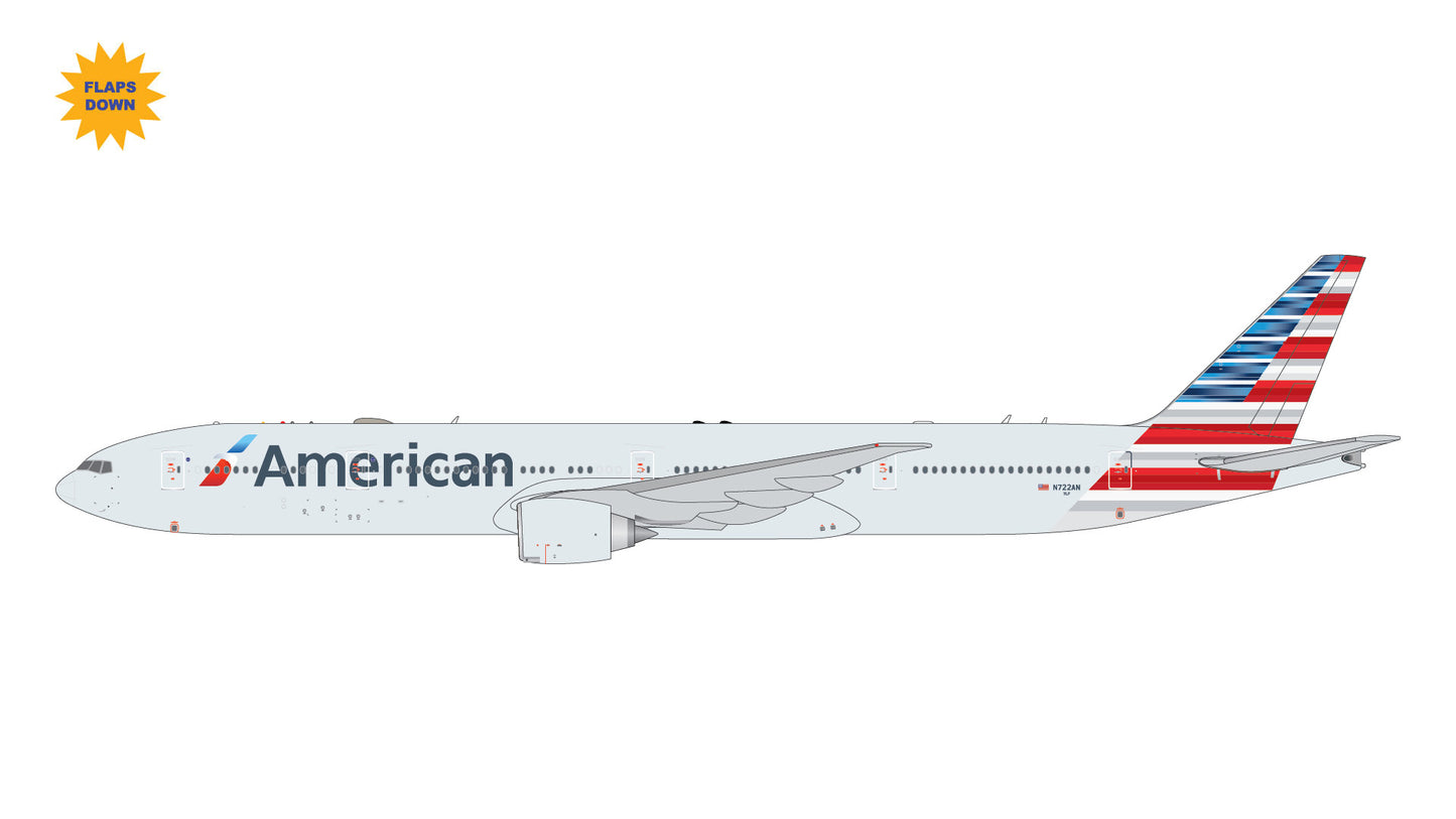 Pre-Order Gemini Jets GJAAL2303F 1:400 American Airlines B777-300ER N722AN (flaps down)