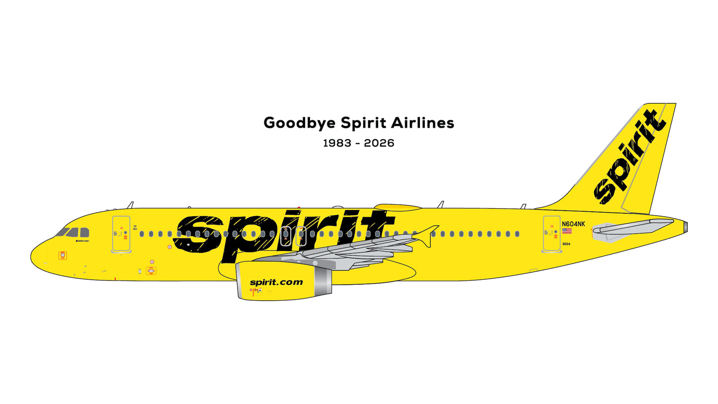 Pre-Order Gemini Jets GJNKS2442 1:400 Spirit Airlines A320-200 N604NK final revenue flight