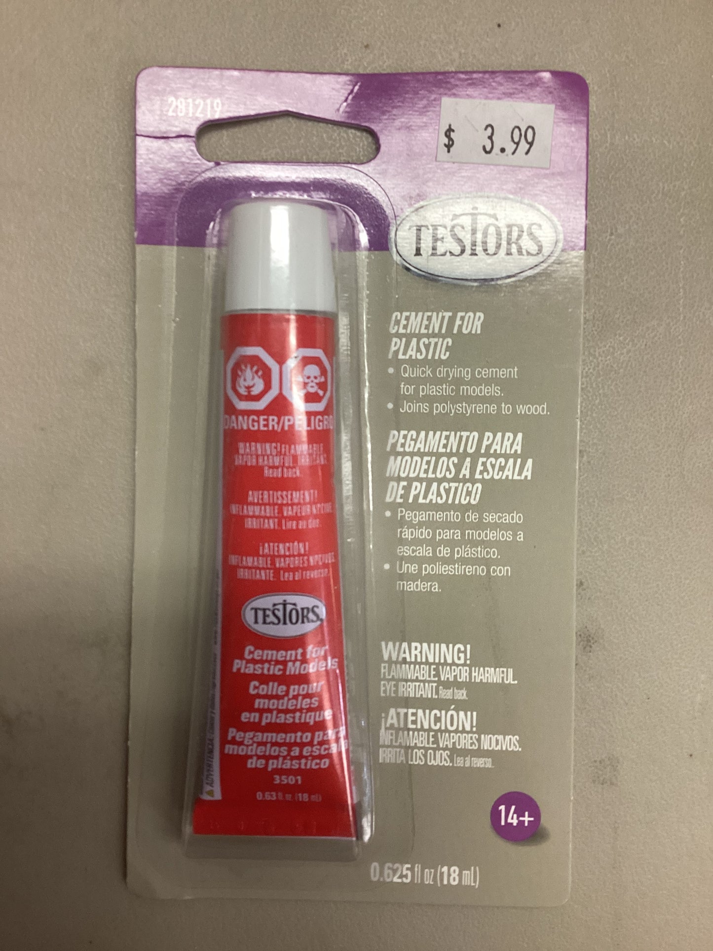 Testors Classic Cement Carded 281219
