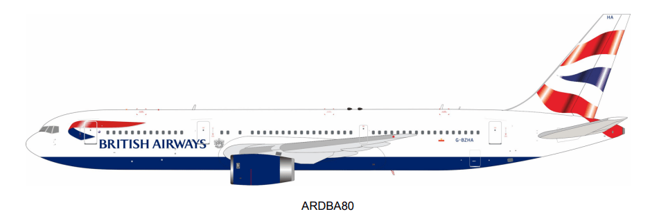 ARD200 ARDBA80 1:200 British Airways Boeing 767 - 336/ER G - BZHAN