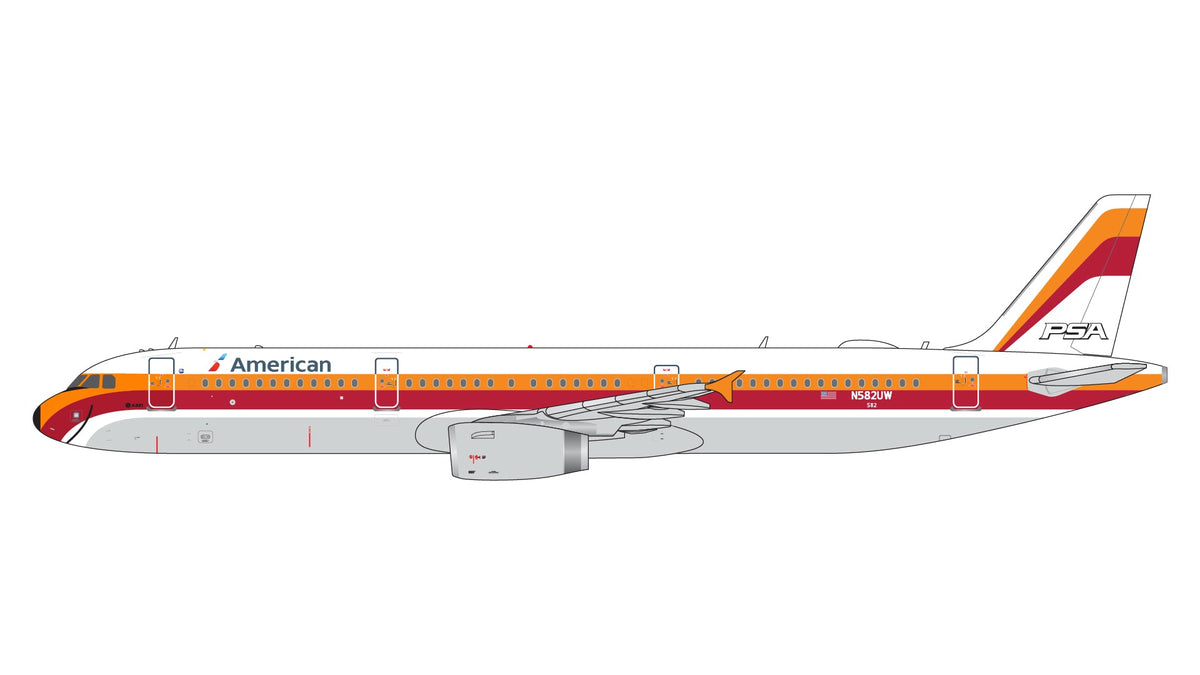 Gemini Jets GJAAL2256 1:400 American Airlines A321 N582UW “PSA” Heritage Livery