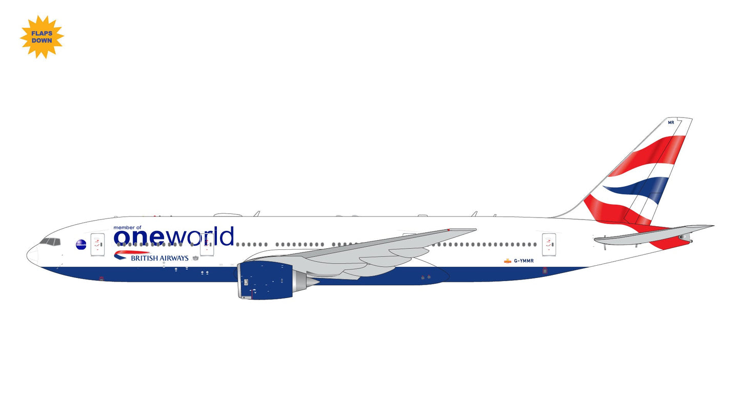 Gemini Jets GJBAW2194F 1:400 British Airways Boeing 777 - 200ER "Oneworld" (Flaps Down)