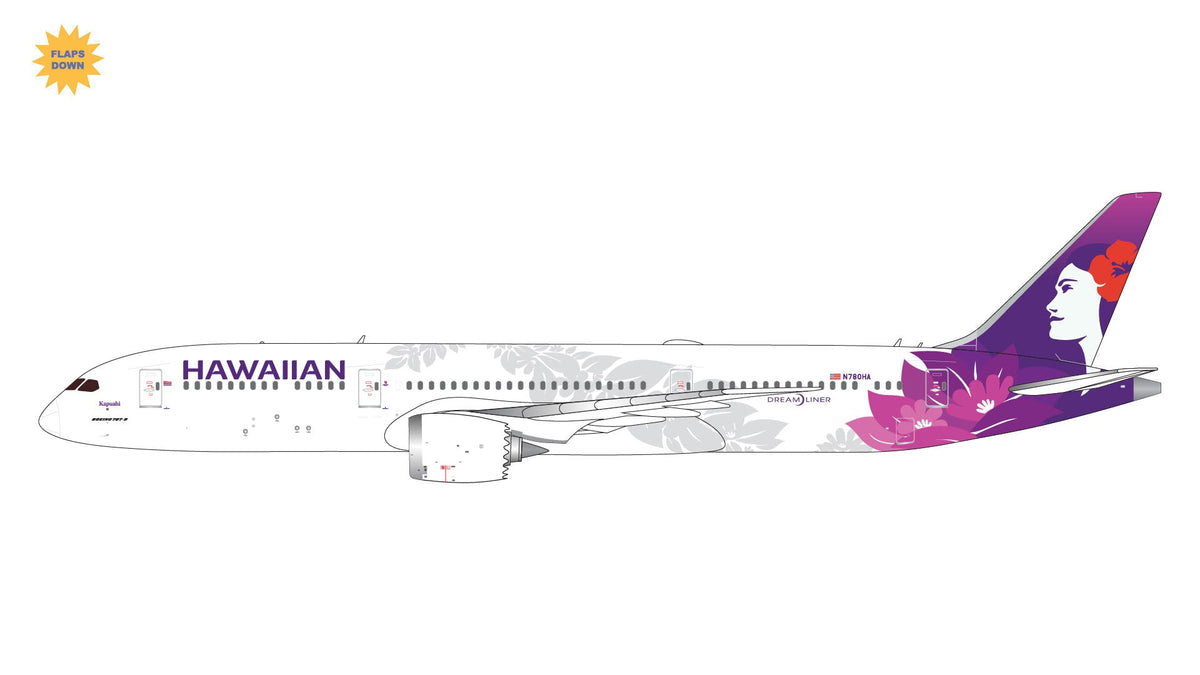 Gemini Jets GJHAL2047F 1:400 Hawaiian Airlines Boeing 787 - 9 N780HA (Flaps Down)