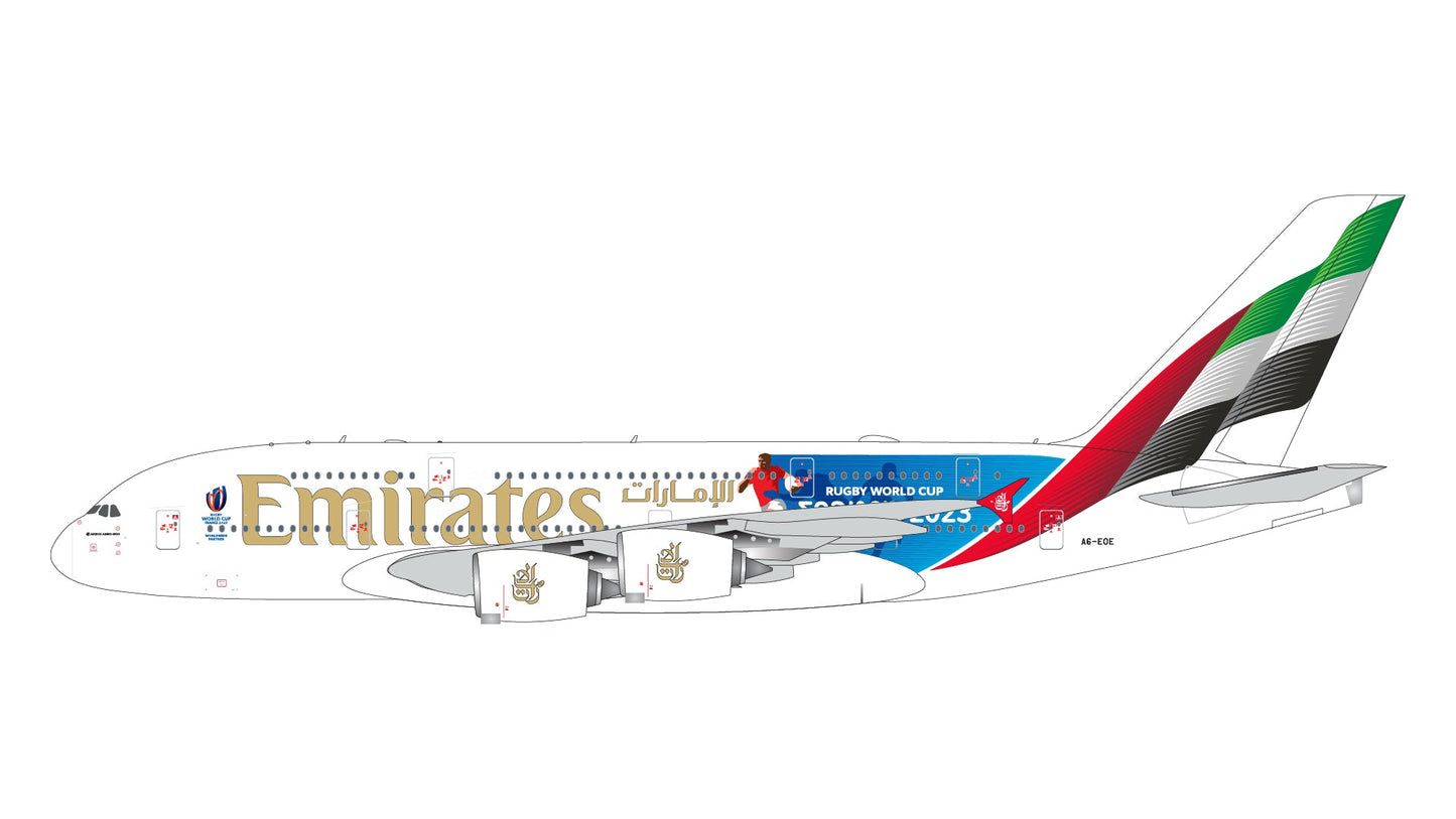 Gemini Jets GJUAE2242 1:400 Emirates Airbus A380 A6 - EOE “Rugby World Cup 2023”