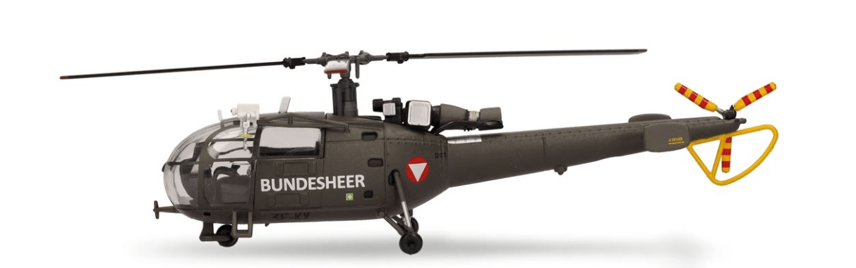 Herpa 580755 1:72 Austrian Air Force Sud Aviation SA316 Alouette III 3E - KX Aigen/Ennstal Air Base