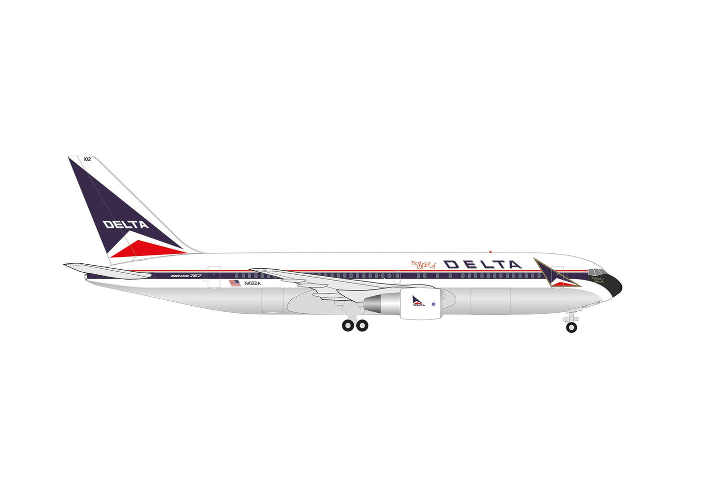 Herpa Wings 536431 1:500 Delta Airlines Boeing 767 - 200 N102DA Spirit of Delta