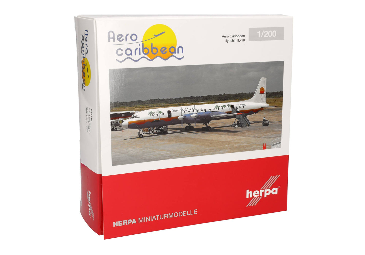 Herpa Wings 573719 1:200 Aero Caribbean Ilyushin IL - 18 – CU - T1532