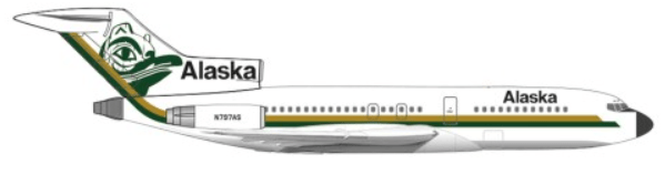 Herpa Wings HE537292 1:500 Alaska Airlines Boeing 727 - 100 "Totem Pole"