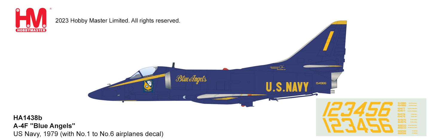 Hobby Master HA1438B 1:72 A - 4F "Blue Angels" No.1 airplane, US Navy, 1979 season (with No.1 to No.6 airplanes decal)