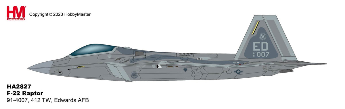 Hobby Master HA2827 1:72 F - 22 Raptor 91 - 4007, 412 TW, Edwards AFB