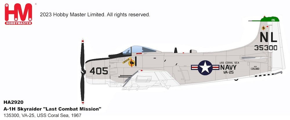 Hobby Master HA2920 1:72 A - 1H Skyraider “Last Combat Mission”, VA - 25, USS Coral Sea, 1967