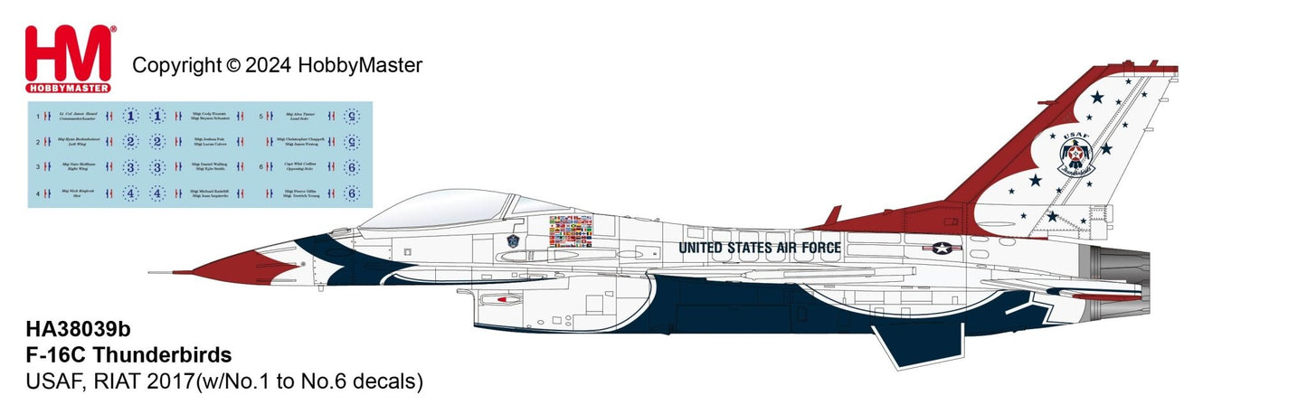 Hobby Master HA38039B 1:72 F - 16C Thunderbirds USAF, RIAT 2017 (w/No.1 to No.6 decals)