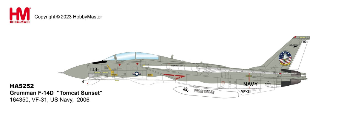 Hobby Master HA5252 1:72 F - 14D "Tomcat Sunset" 164350, VF - 31, US Navy, 2006