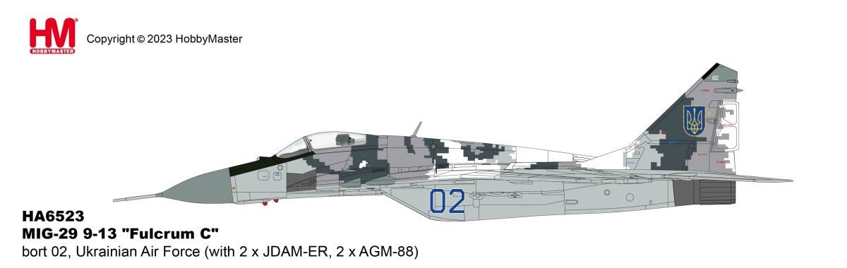 Hobby Master HA6523 1:72 MiG - 29 Fulcrum C bort 02, Ukrainian Air Force (with 2 x JDAM - ER, 2 x AGM - 88)