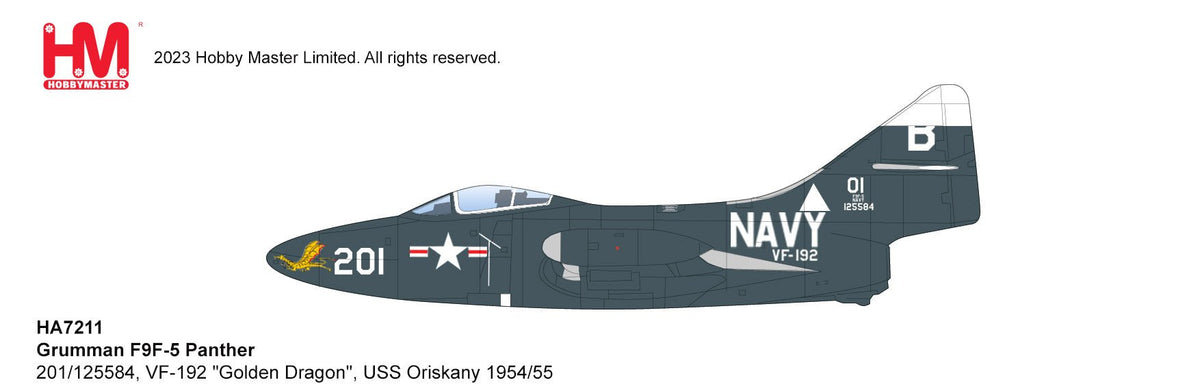 Hobby Master HA7211 1:48 Grumman F9F - 5 Panther 201/125584, VF - 192 "Golden Dragon", USS Oriskany