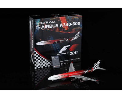 Pre-Order SQ Wings L2167FD 1:200 Etihad Airways Airbus A340-600 A6-EHJ "ABU DHABI GRAND PRIX 2011" "Flaps Down"