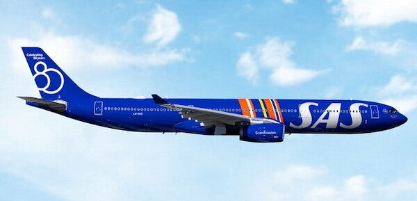Pre-Order Phoenix Models 12096 1:400 SAS A330-300 LN-RKR "Celebrating 80 Years"