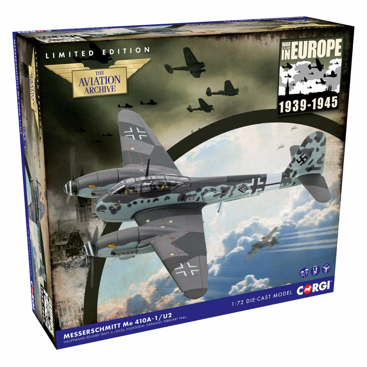 Pre-Order Corgi AA29703 1:72 Messerschmitt Me 410A-1/U3, Hauptmann Eduart Tratt, 1943