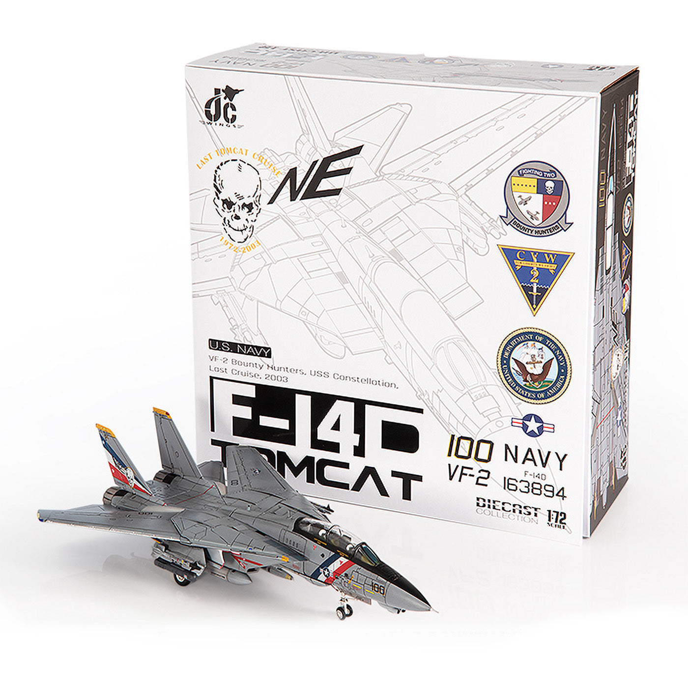 Pre-Order JC Wings Military JCW-72-F14-018 1:72 F-14D Tomcat U.S. NAVY VF-2 Bounty Hunters, Last Cruise, 2003