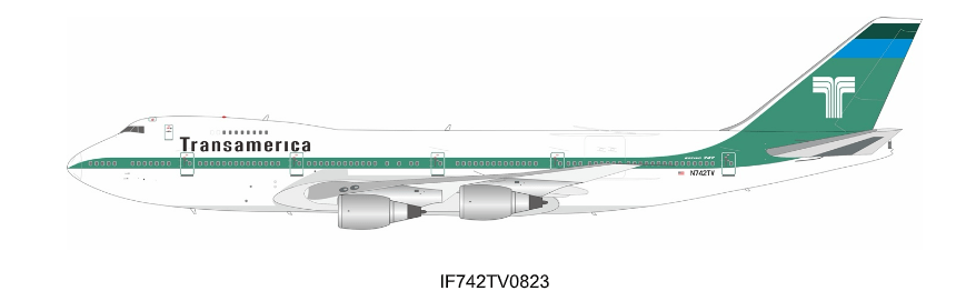 Inflight IF742TV0823 1:200 Transamerica Boeing 747 - 200
