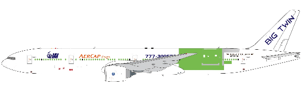 JC Wings LH2CKS457A 1:200 Kalitta Air Boeing 777 - 300ER(SF) N778CK (Flaps Down)