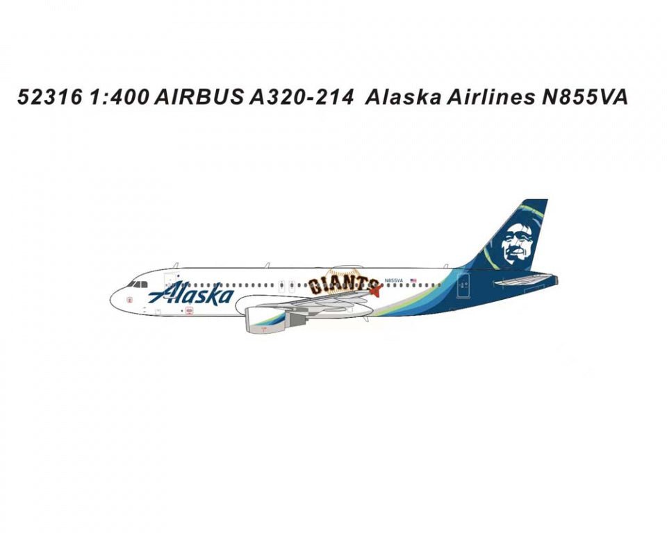 Panda Models 52316 1:400 A320 Alaska Airlines N855VA