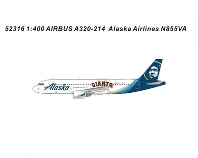 Panda Models 52316 1:400 A320 Alaska Airlines N855VA