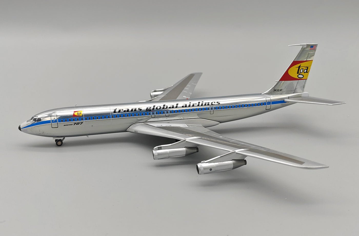 ☆ ブルーボックス 1/200 トランスグローバル航空 B707-300 N324F