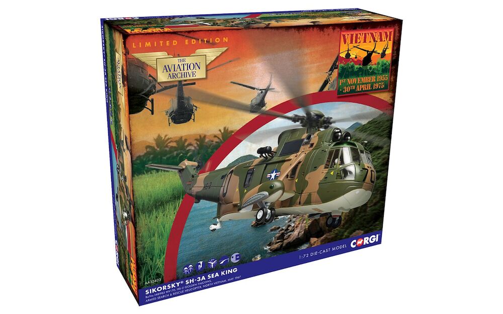 Pre - Order Corgi AA33423 1:72 Sikorsky SH - 3A Sea King HS - 2 Golden Falcons USS Hornet