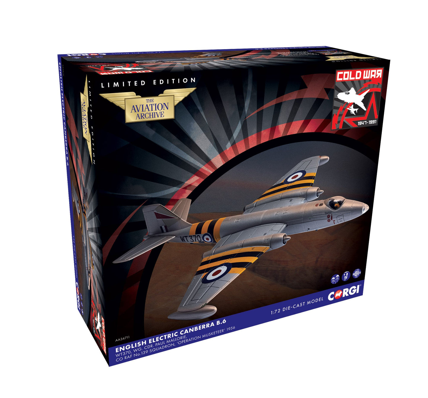 Pre - Order Corgi AA34711 1:72 English Electric Canberra B.6, WT370, Operation Musketeer, 1956