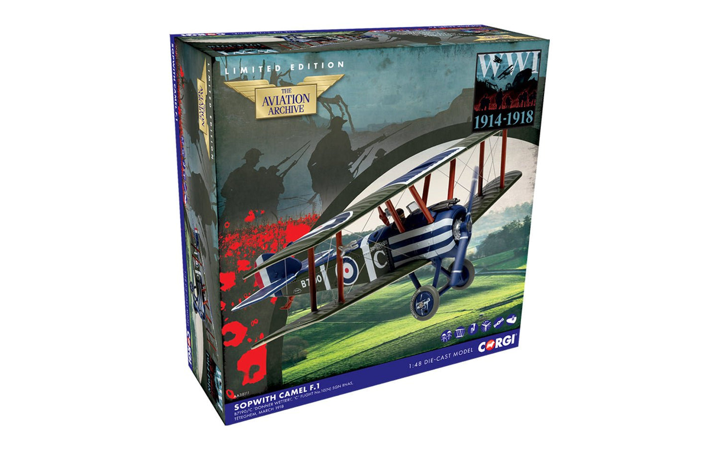 Pre - Order Corgi AA38111 1:48 Sopwith Camel F1, B7190, Capt. Walter G. R. Hinchliffe, C Fl