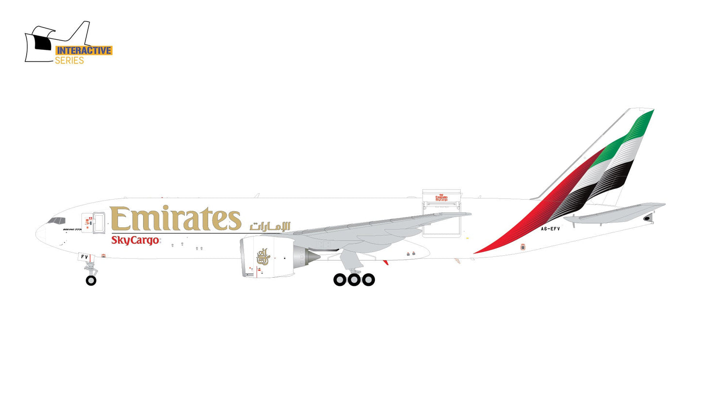 Pre - Order Gemini Jets G2UAE1476 1:200 Emirates SkyCargo B777 - 200LRF A6 - EFV (Interactive Series)