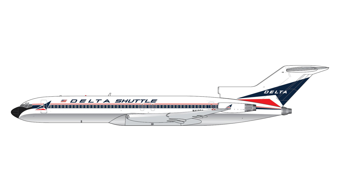 Pre - Order Gemini Jets GJDAL2375 1:400 Delta Shuttle Boeing 727 - 200/Adv. N413DA "Polished Belly"