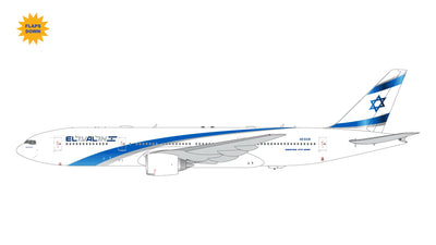 Pre - Order Gemini Jets GJELY2300F 1:400 El Al Israel Airlines B777 - 200ER 4X - ECB (flaps down)