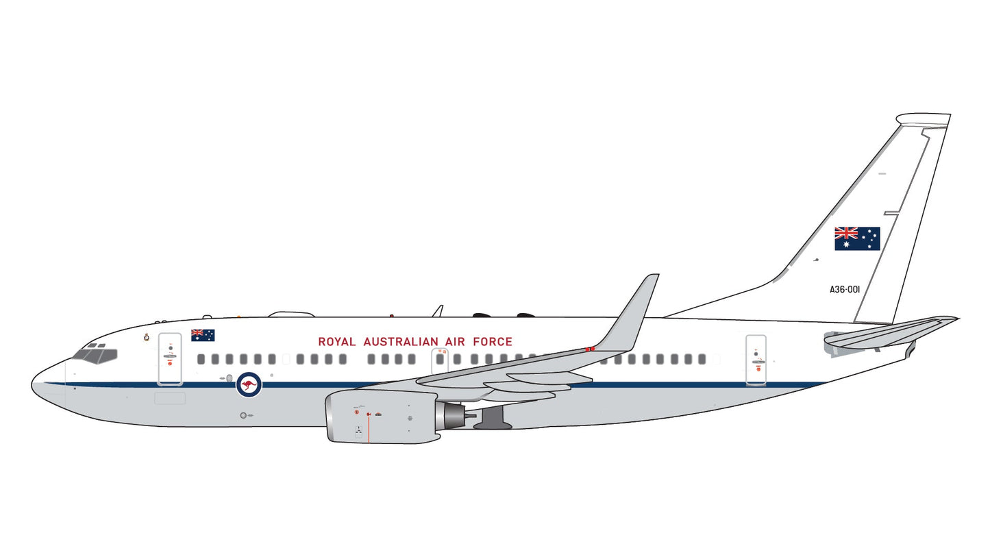 Pre - Order Gemini Jets GMRAA133 1:400 Royal Australian Air Force Boeing 737 - 700W (BBJ) A36 - 001