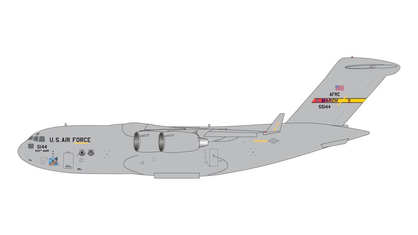 Pre - Order Gemini Macs GMUSA148 1:400 U.S. Air Force C - 17A Globemaster III 05 - 5144 (March ARB)