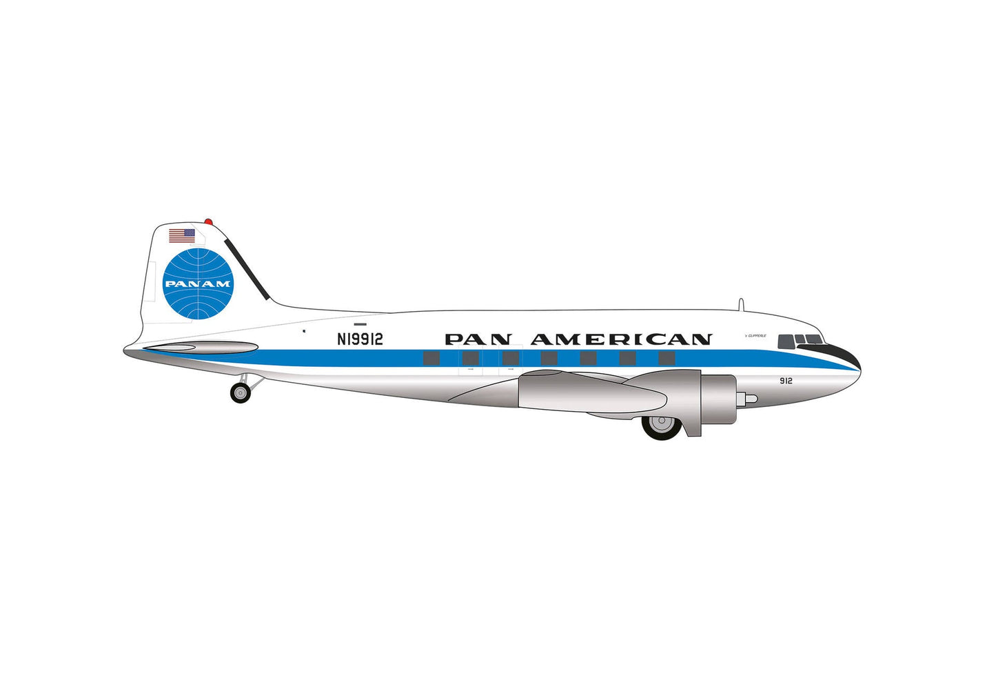 Pre - Order Herpa Wings 573382 1:200 Pan American World Airways Douglas DC - 3 N19912 “’s Clipperle”