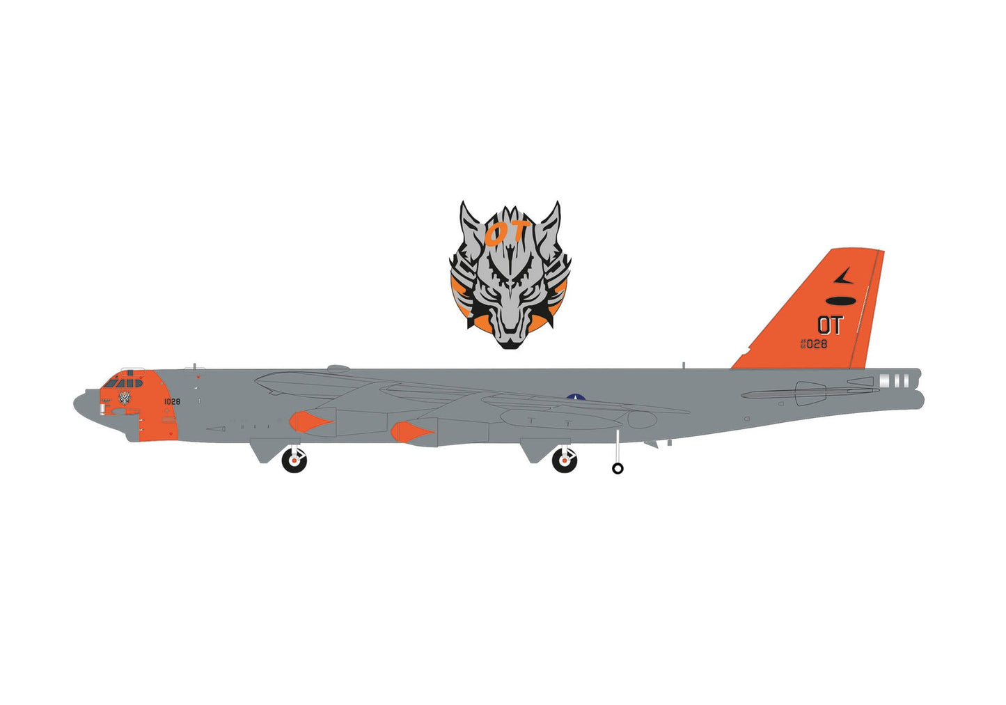 Pre - Order Herpa Wings 573726 1:200 U.S. Air Force Boeing B - 52H Stratofortress - 49th Test and Evaluation Sqn - "Test orange" livery