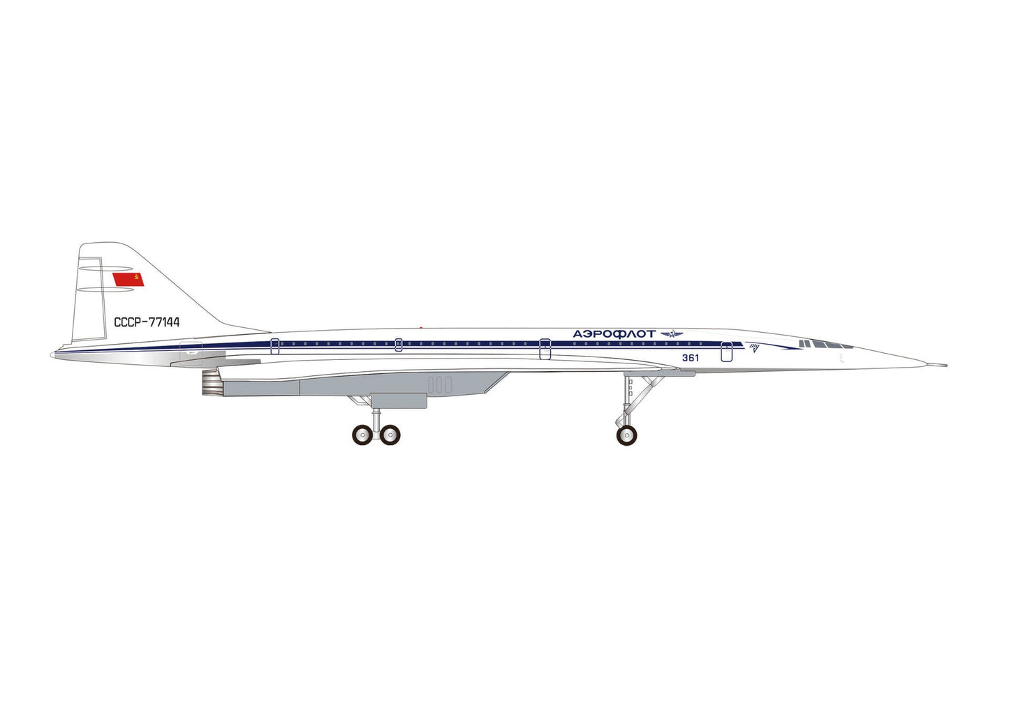 Pre - Order Herpa Wings 573870 1:200 Tupolev Design Bureau Tupolev TU - 144S, Le Bourget 1975