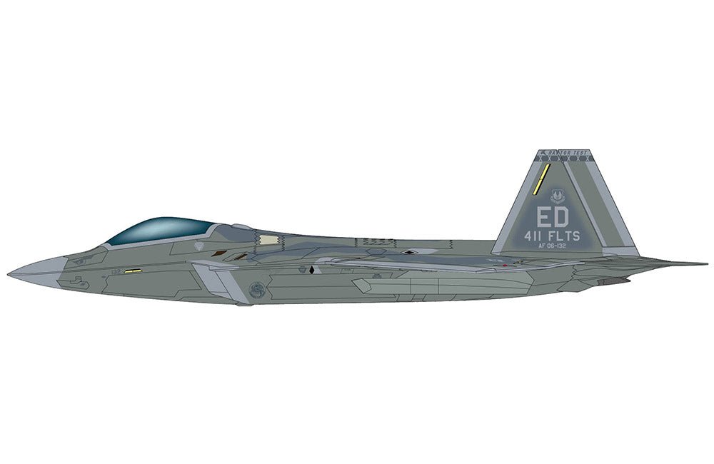 Pre Order Hobby Master HA2829 1:72 F - 22 Raptor (with steathy pods) AF06 - 132, 411 FLTS, Edwards AFB, 2022