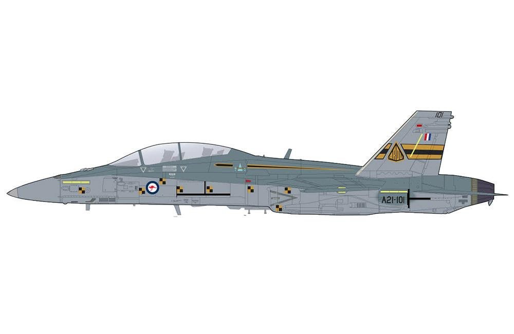 Pre Order Hobby Master HA3585 1:72 F/A - 18B Hornet "ARDU" A21 - 101, RAAF (with 2 x AGM - 158)