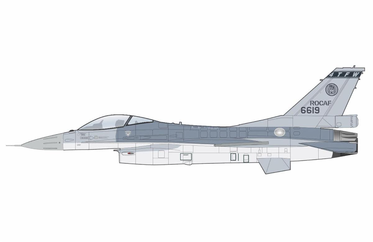 Pre - Order Hobby Master HA38056 1:72 F - 16V Fighting Falcon 6619, 21 TFG, ROCAF (w/6 x AIM - 120)