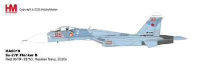 Pre - Order Hobby Master HA6019 1:72 Su - 27P Flanker B Red 98/RF - 33753, Russian Navy, 2020s