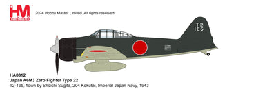Pre - Order Hobby Master HA8812 1:48 Japan A6M3 Type 22 T2 - 165, flown by Shoichi Sugita, 204 Kokutai, Imperial Japan Navy, 1943