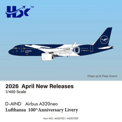 Pre - Order HX Models A420702 1:400 Lufthansa A320NEO D - AIND "100 Years"
