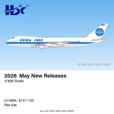 Pre - Order HX Models B551409P 1:400 Pan Am B747 - 100 "Clipper Crest of the Wave" N748PA